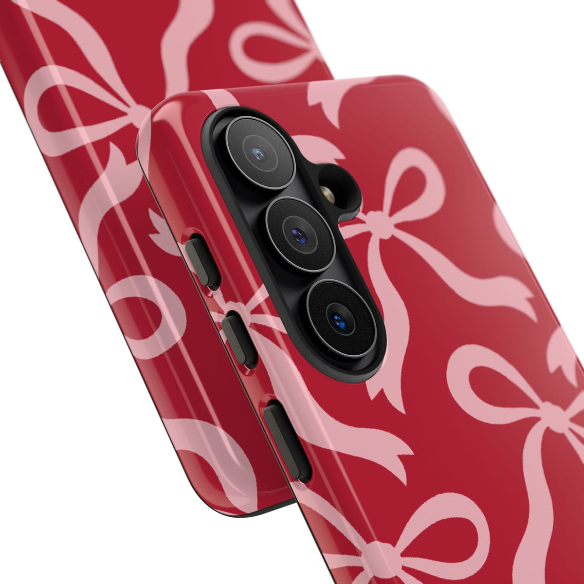 Bold Raspberry Red and Blush Pink Bow Pattern Phone Case - Red Phone Case