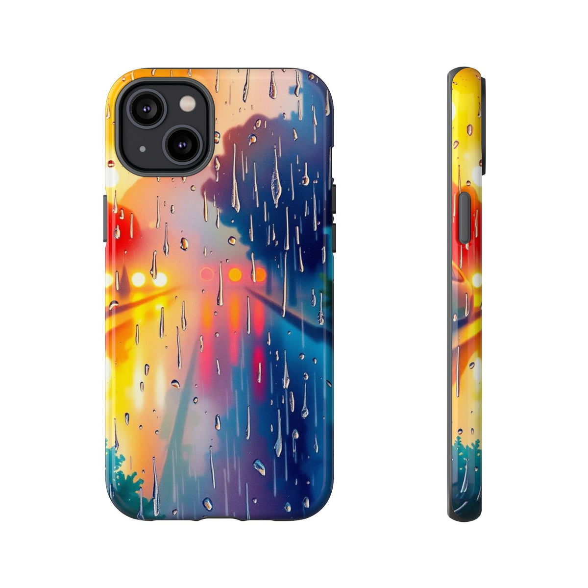 Electric Rain Watercolour Design Phone Case - Multicolor Phone Case - iPhone 14 Plus / Glossy