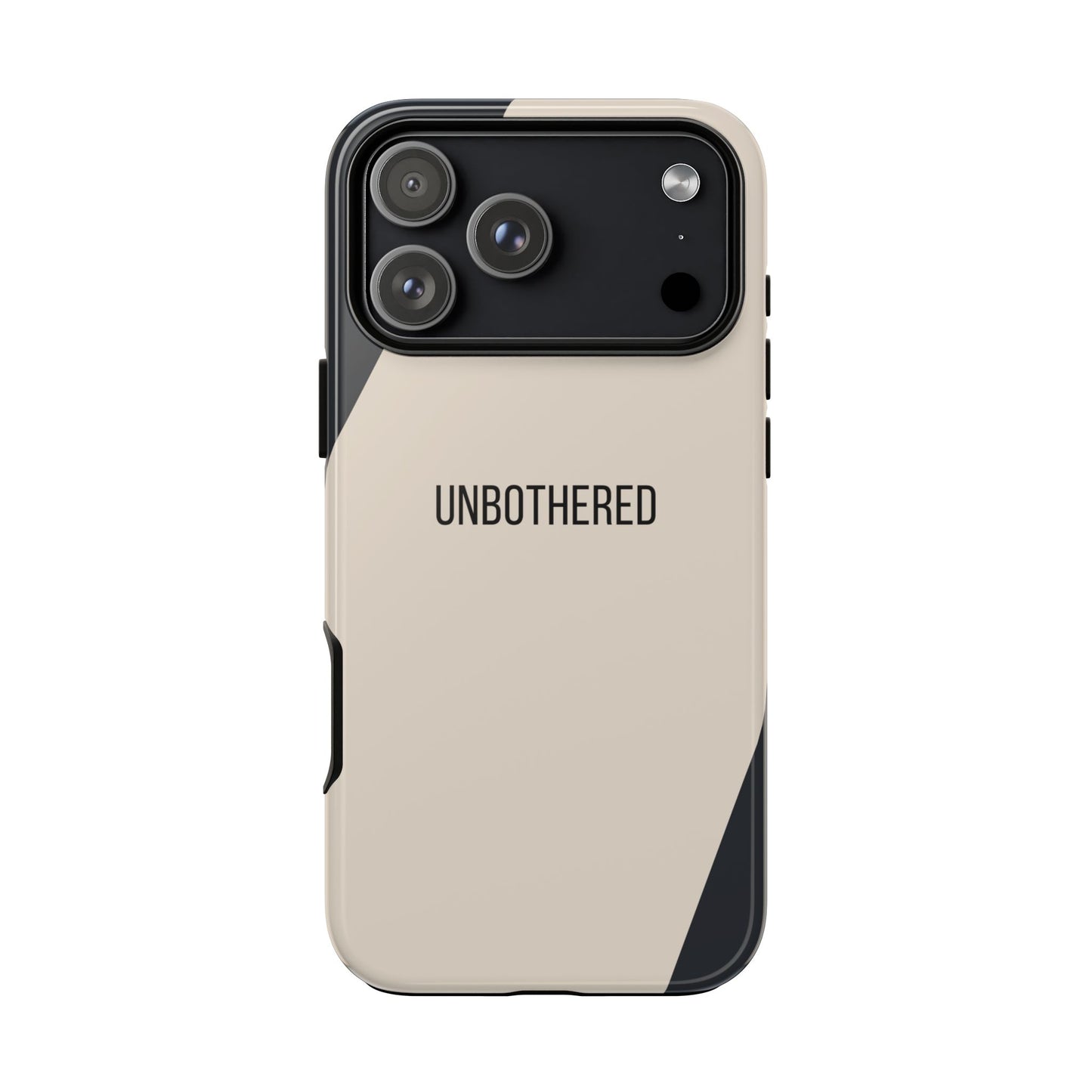 iPhone 17 Pro Max / Glossy Phone Case - Sassy Statement Case ’Unbothered’ in Beige & Charcoal