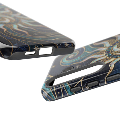 Elegant Teal & Gold Cosmic Sunburst Phone Case