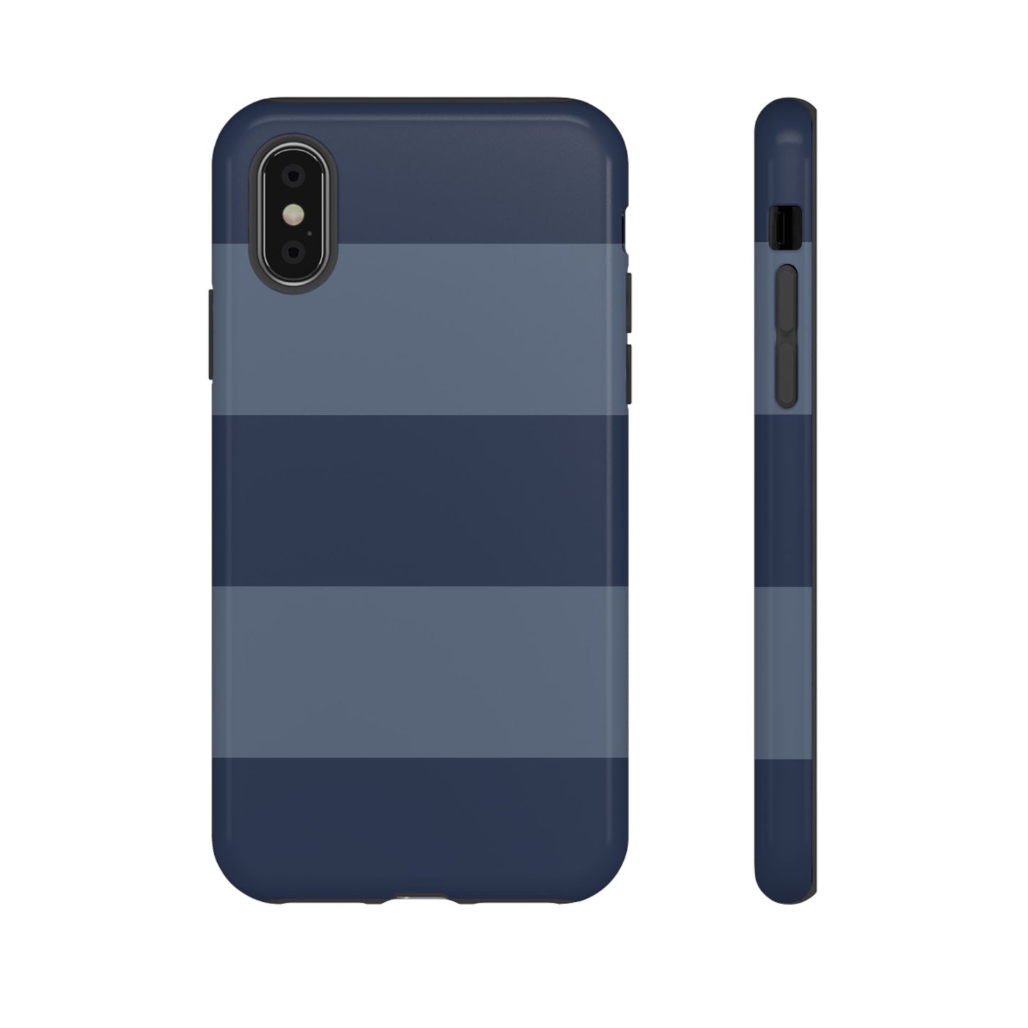 Dark Blue Horizontal Stripe Pattern Phone Case - Blue Phone Case - iPhone X / Glossy