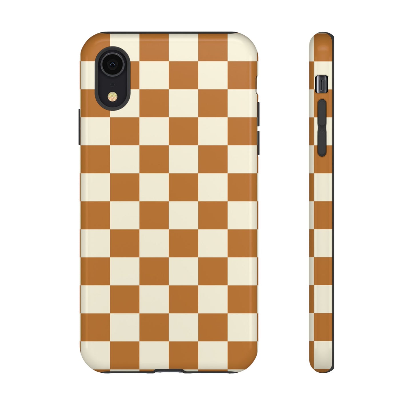 iPhone XR / Glossy Phone Case - ’Orange & White Checkered Pattern’ Phone Case