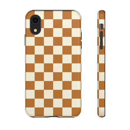iPhone XR / Glossy Phone Case - ’Orange & White Checkered Pattern’ Phone Case