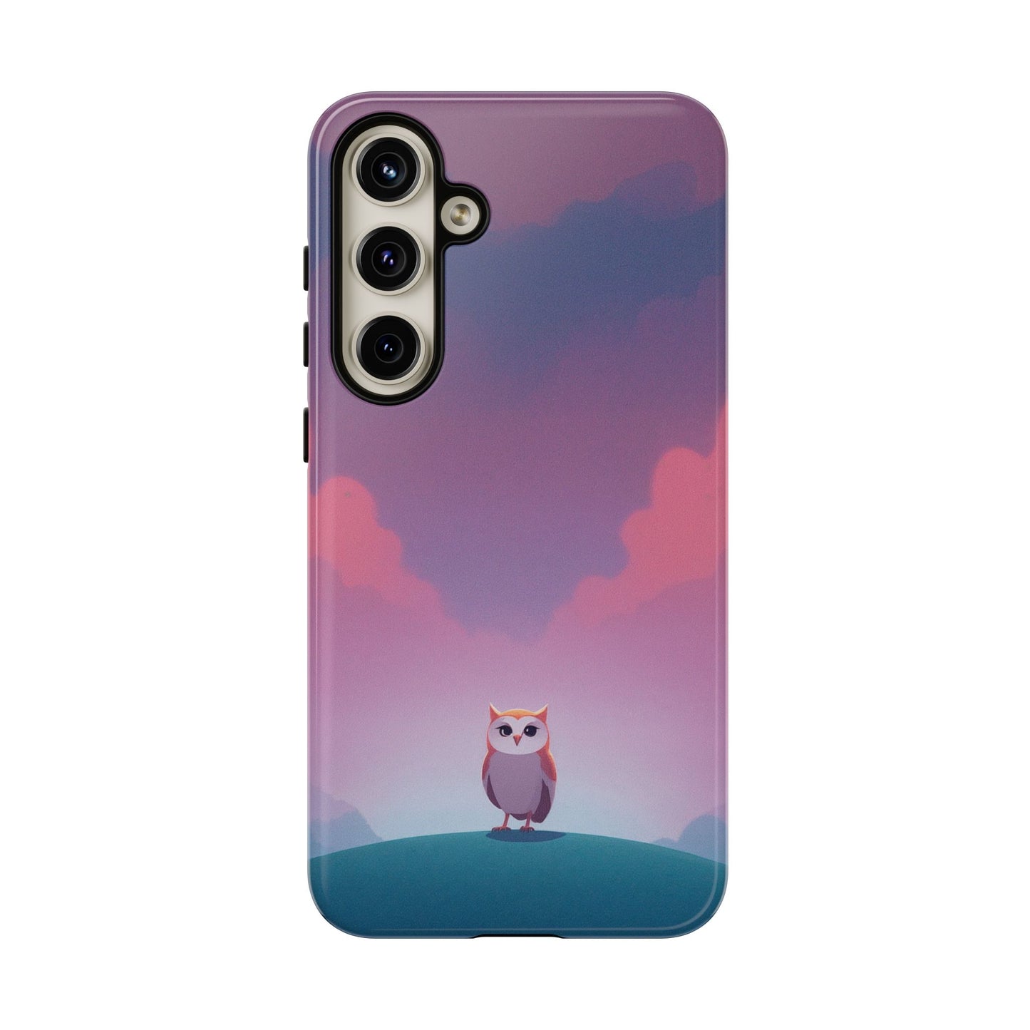Samsung Galaxy S24 Plus / Glossy Phone Case - Watercolour Owl & Cloud Design Phone Case