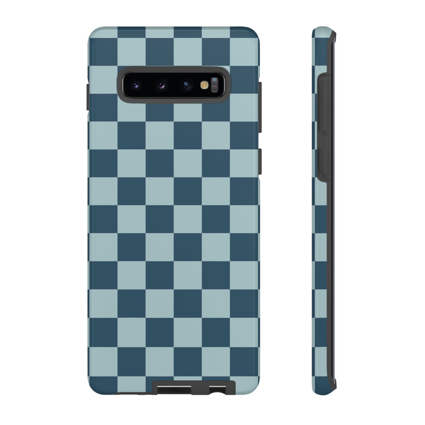 Samsung Galaxy S10 Plus / Glossy Phone Case - ’Blue Checkered Pattern’ Phone Case