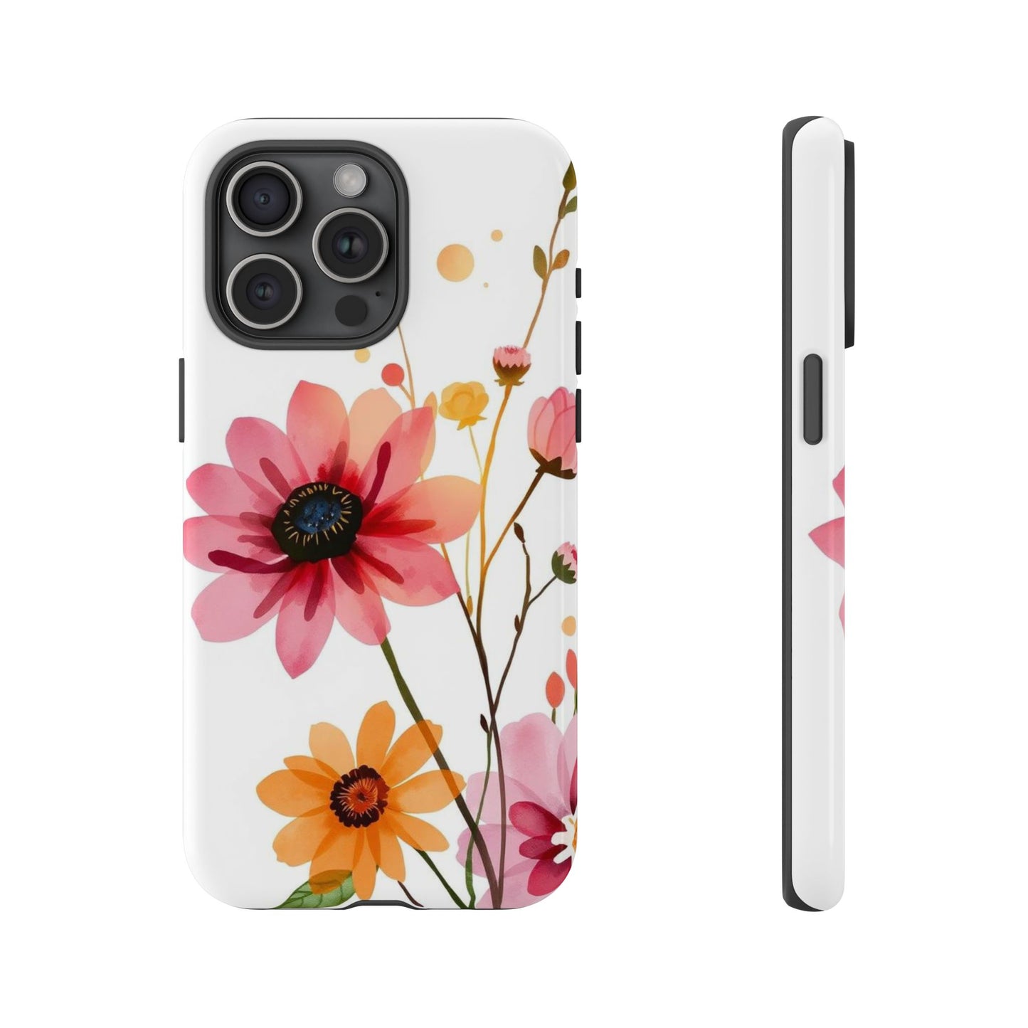 iPhone 15 Pro Max / Glossy Phone Case - Watercolour Style Simple Wildflower Design Phone Case
