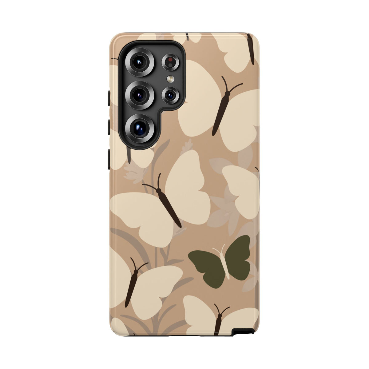 Minimalist Beige Butterfly Pattern Phone Case - Beige Phone Case - Samsung Galaxy S25 Ultra / Glossy