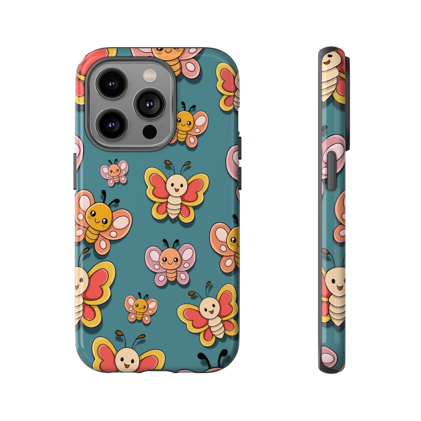 Blue Butterfly Sticker Design Phone Case - Blue Phone Case - iPhone 14 Pro / Glossy