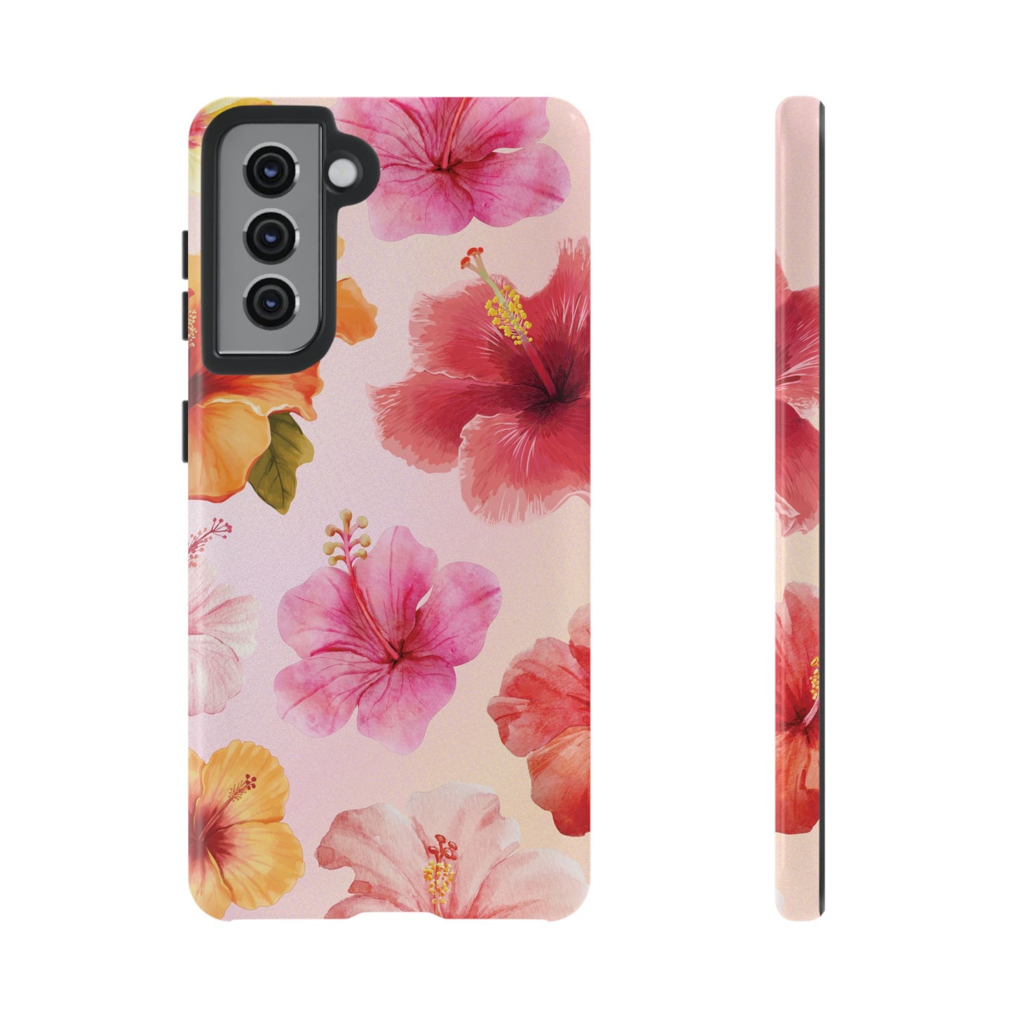 Samsung Galaxy S21 / Glossy Phone Case - ’Pink Hibiscus Pattern #2’ Phone Case