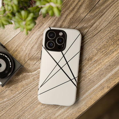 Abstract White with Black Lines Phone Case - White Phone Case