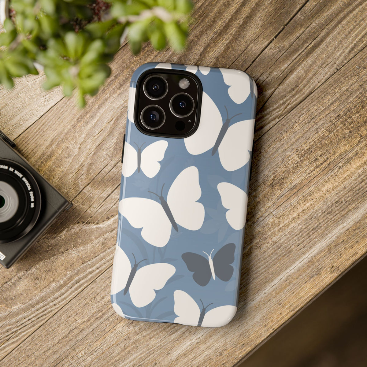 Minimalist Light Blue Butterfly Pattern Phone Case - Blue Phone Case