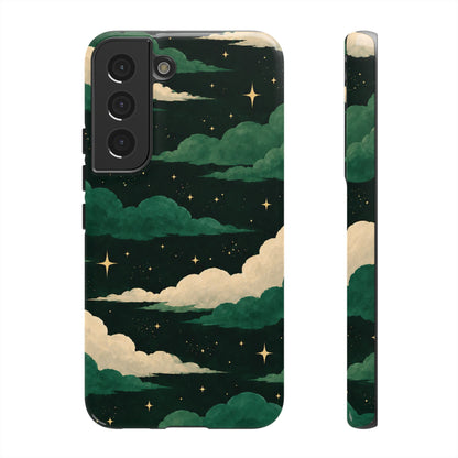 Illustrated Emerald Green Clouds & Stars Phone Case