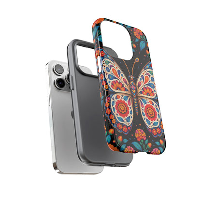 Vibrant Orange and Turquoise Calavera Butterfly Phone Case - Multicolor Phone Case