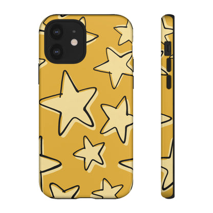 Golden Yellow Doodle Star Phone Case