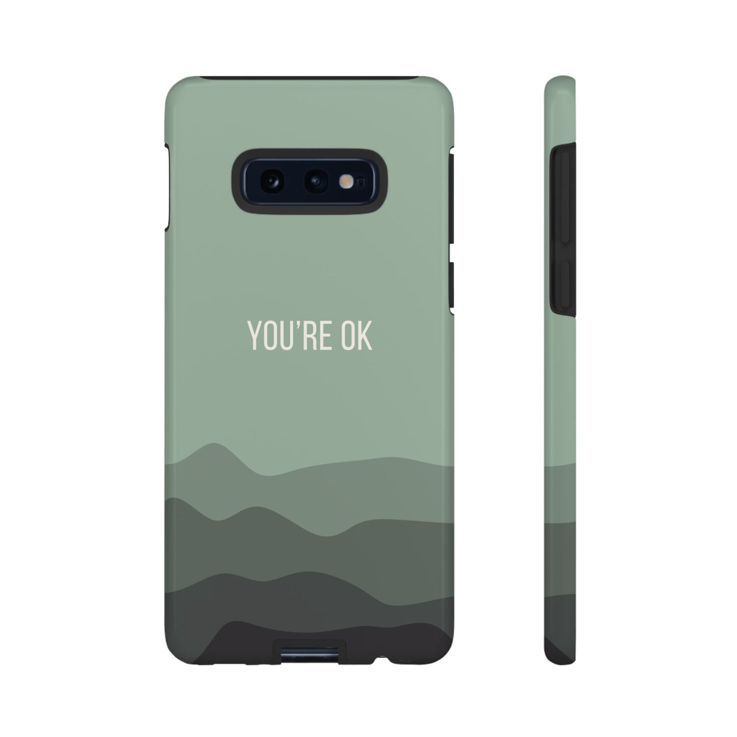 Phone Case - Minimalist Green Waves ’You’re OK’ Statement Phone Case