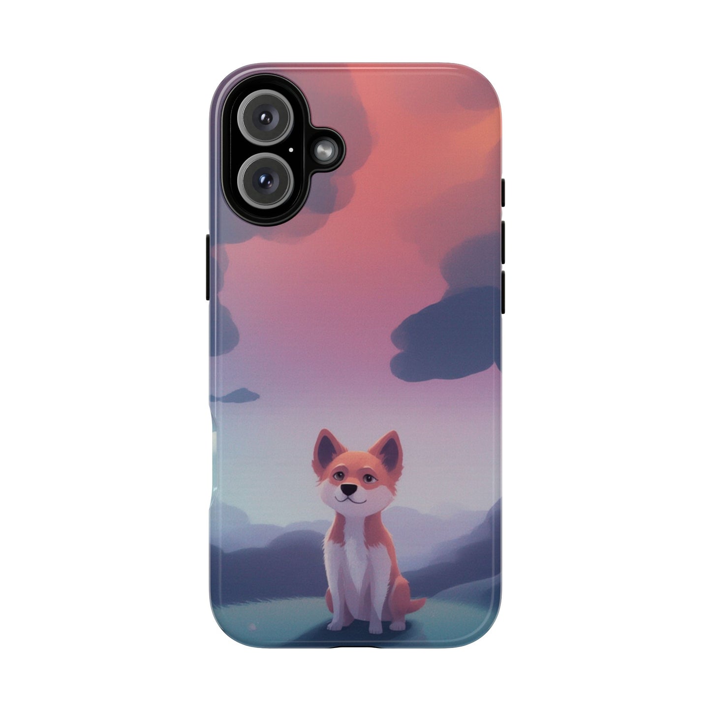 iPhone 16 Plus / Glossy Phone Case - Cute Dog & Cloud Design Phone Case
