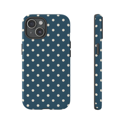 iPhone 15 / Glossy Phone Case - ’Blue & White Dot Pattern’ Phone Case
