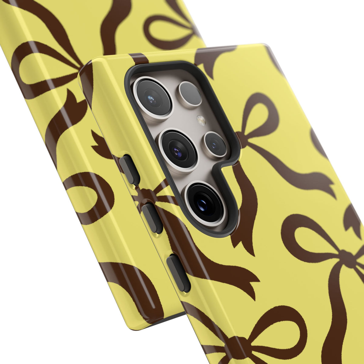 Bold Butter Yellow and Chocolate Brown Bow Pattern Phone Case - Yellow Phone Case