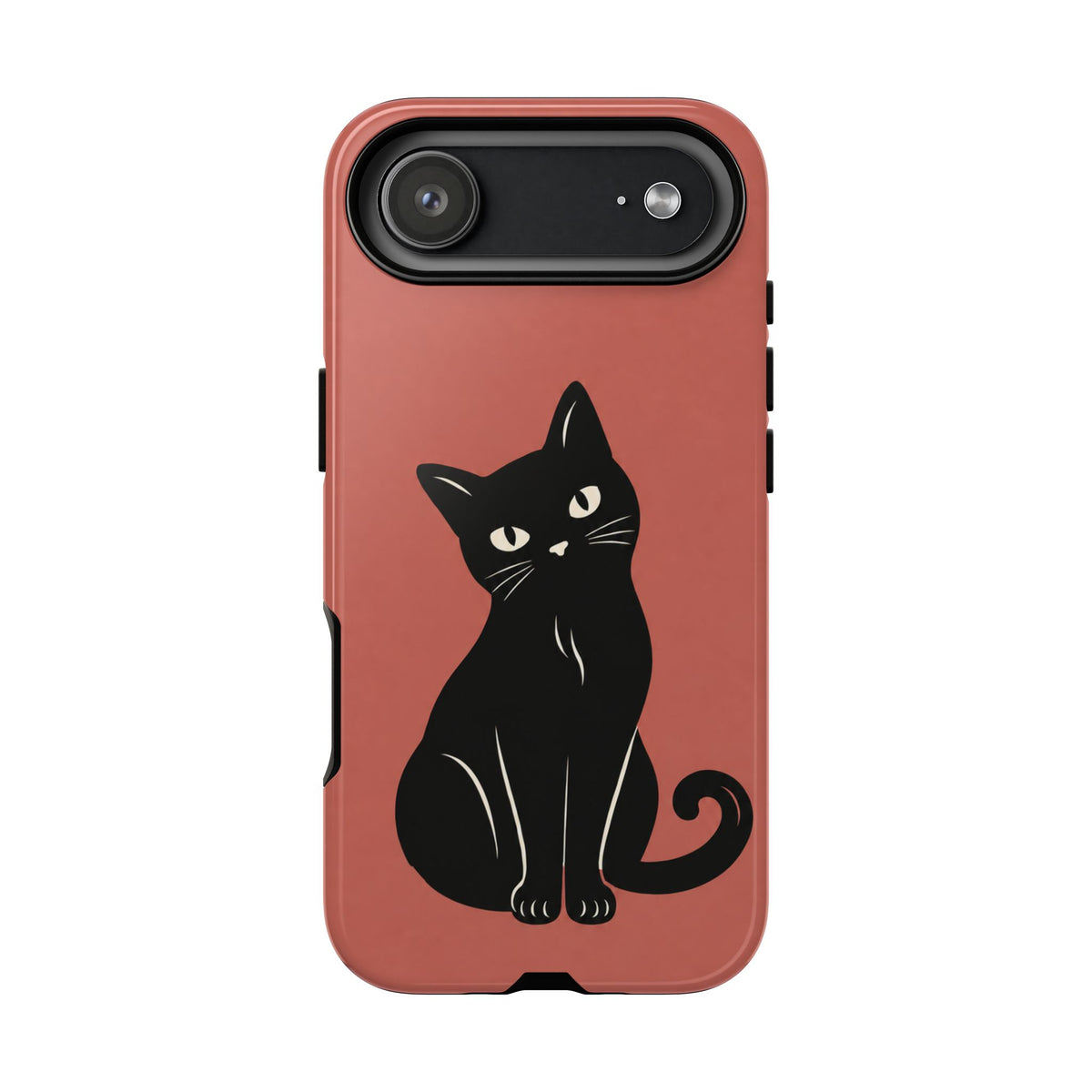 Minimalist Coral Red & Black Cat Phone Case