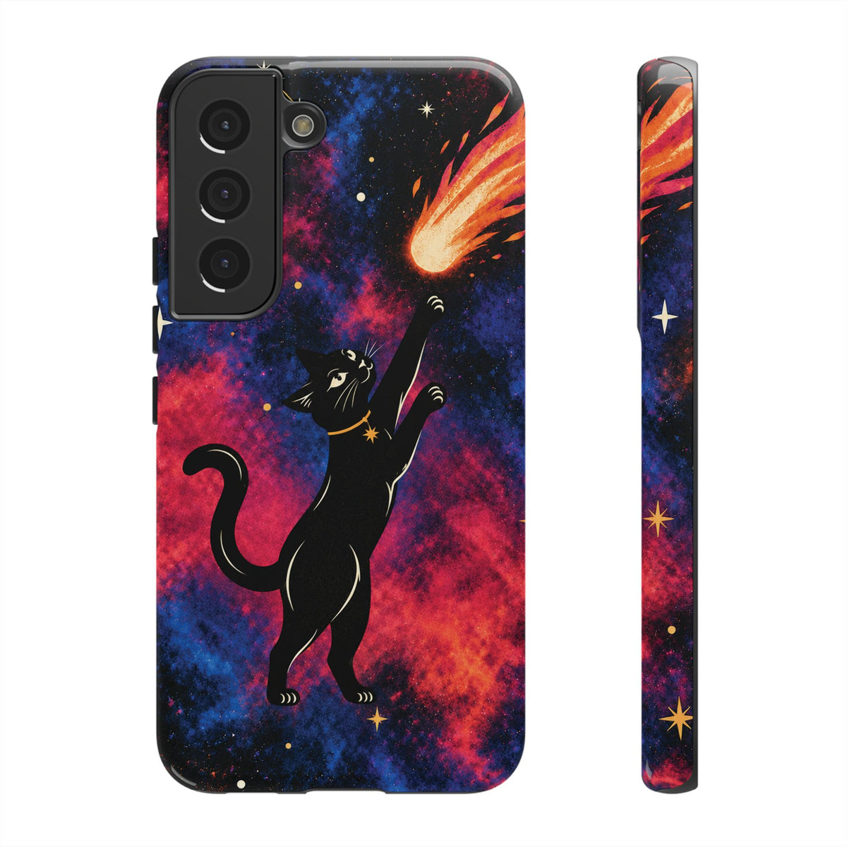 Whimsical Multicolour Celestial Black Cat Phone Case
