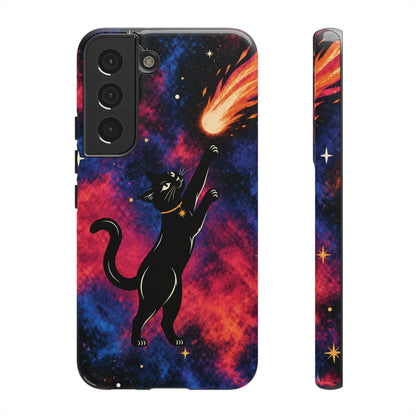 Whimsical Multicolour Celestial Black Cat Phone Case