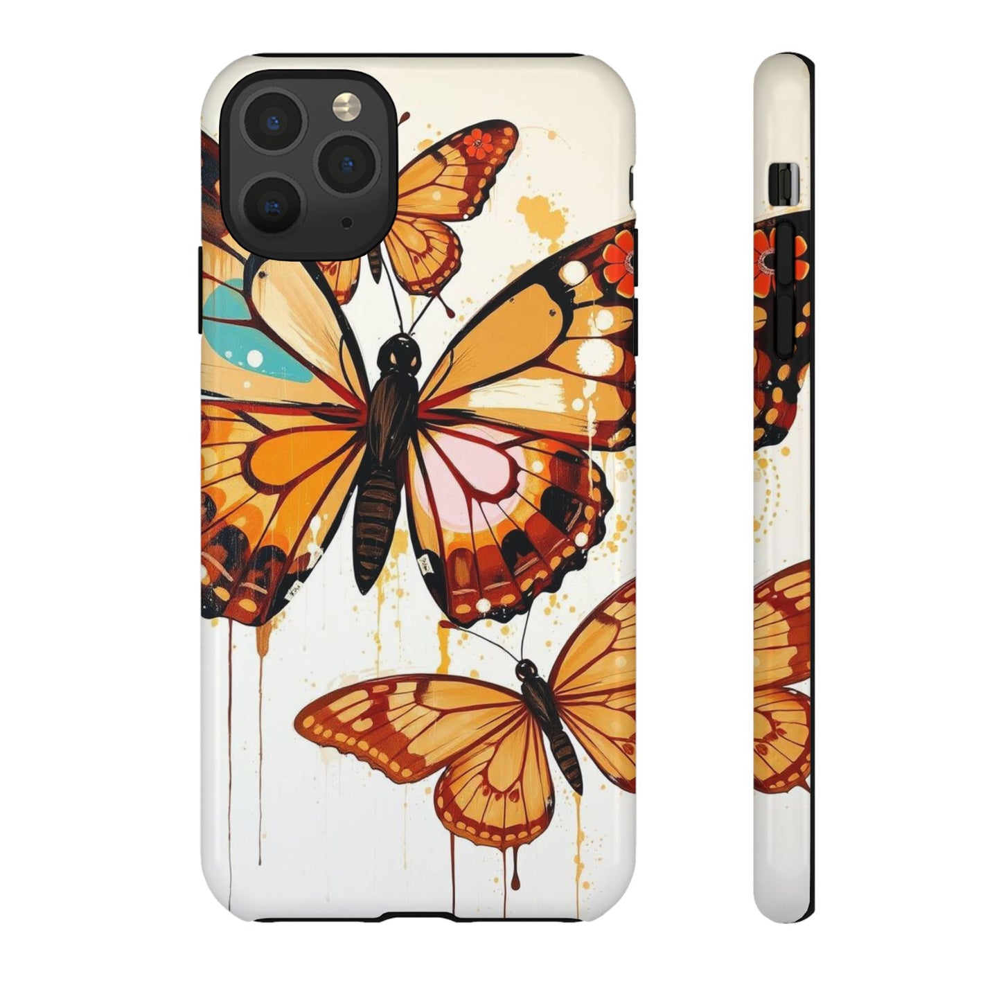 iPhone 11 Pro Max / Glossy Phone Case - Abstract Butterflies Design Phone Case