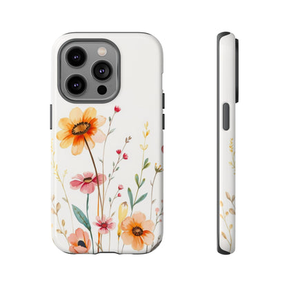 iPhone 14 Pro / Glossy Phone Case - Boho Chic Watercolour Wild Blooms Pattern Phone Case