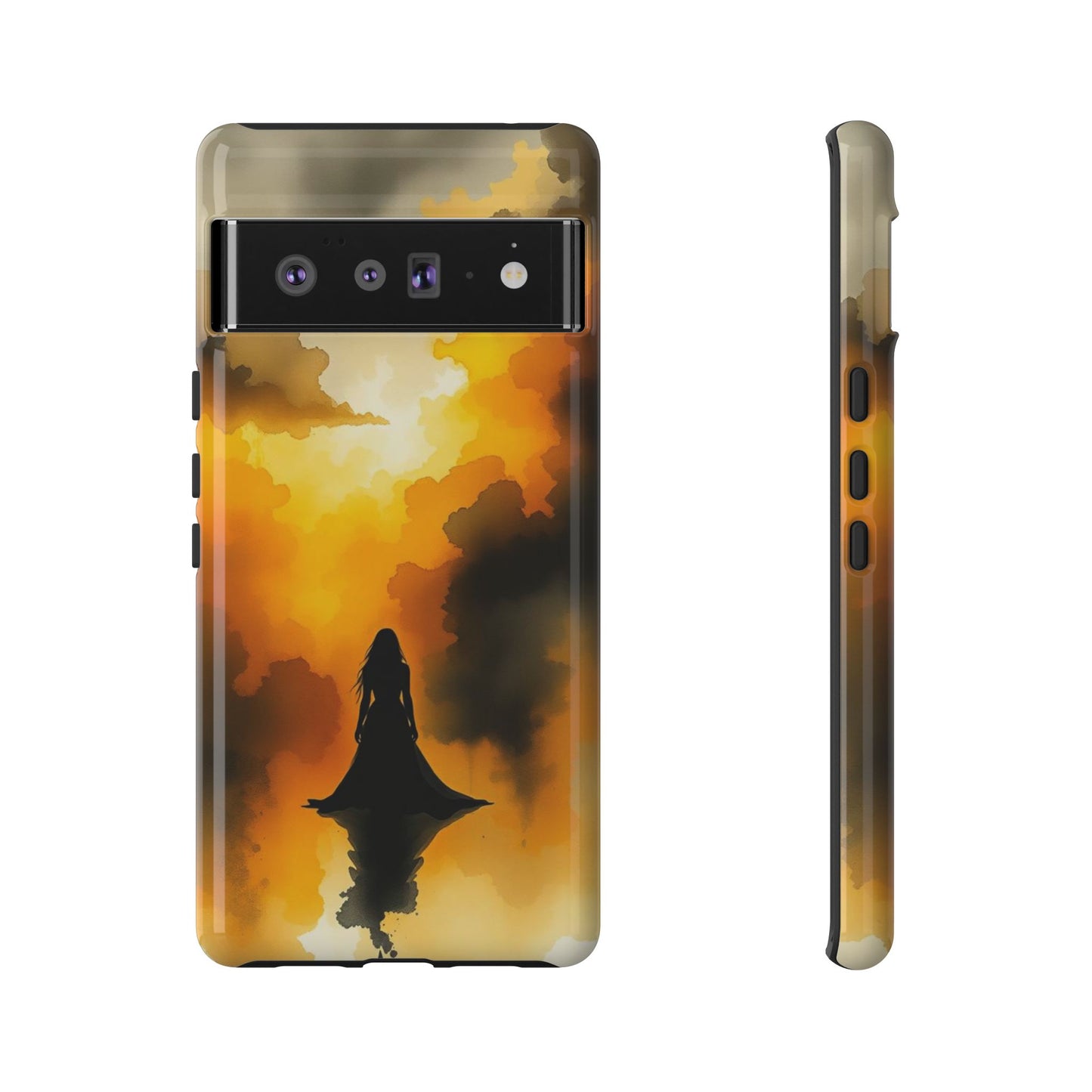 Google Pixel 6 Pro / Glossy Phone Case - Watercolour Gothic Woman in Black Phone Case