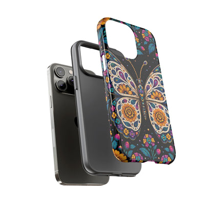 Vibrant Purple and Teal Calavera Butterfly Phone Case - Multicolor Phone Case