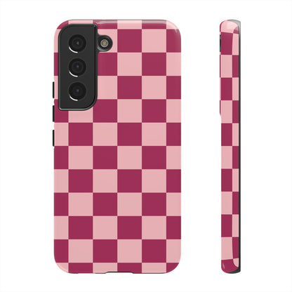 Pink Checked Pattern Phone Case - Pink Phone Case - Samsung Galaxy S22 / Glossy