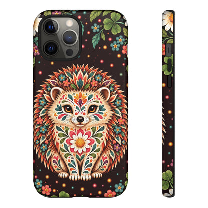Vibrant Terracotta and Teal Calavera Hedgehog Phone Case - Multicolor Phone Case - iPhone 12 Pro Max / Glossy
