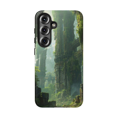 Samsung Galaxy S25 / Glossy Phone Case - Overgrown Future Ruins Sci-fi Phone Case
