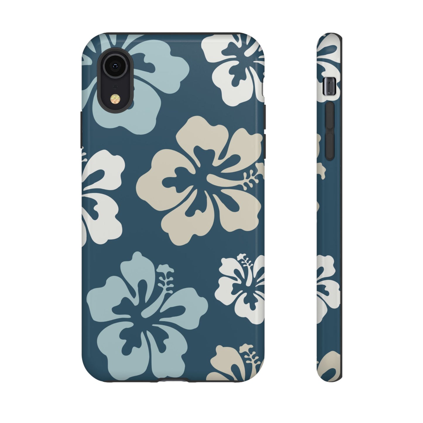 iPhone XR / Glossy Phone Case - ’Blue Hibiscus Retro Pattern #1’ Phone Case