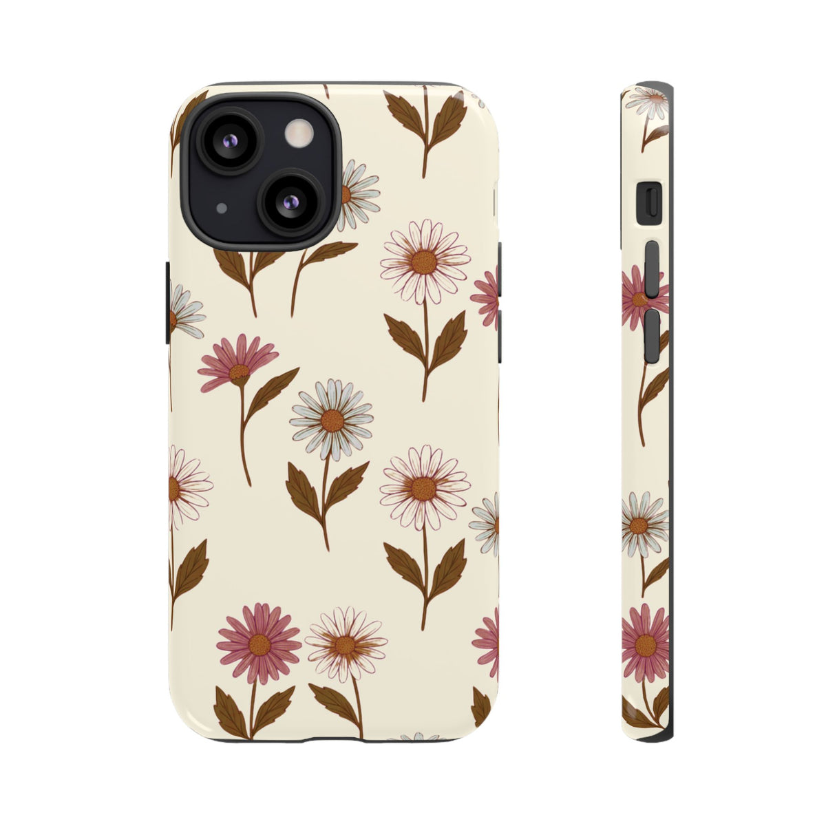 Pretty Cream & Rose Daisy Pattern Phone Case