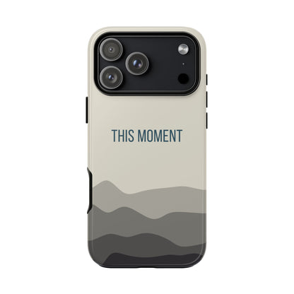 iPhone 17 Pro Max / Glossy Phone Case - Minimalist Cream Waves ’This Moment’ Statement Phone Case