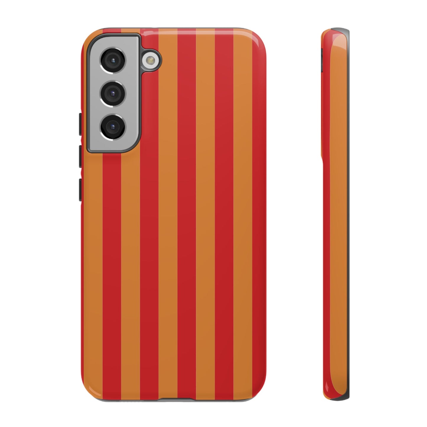 Samsung Galaxy S22 Plus / Glossy Phone Case - ’Orange & Red Stripe Pattern’ Phone Case