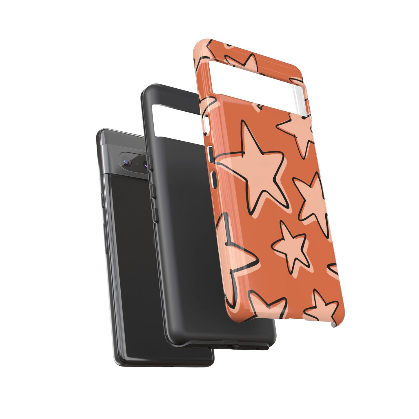 Burnt Orange Doodle Star Phone Case