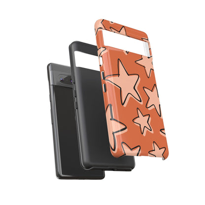 Burnt Orange Doodle Star Phone Case