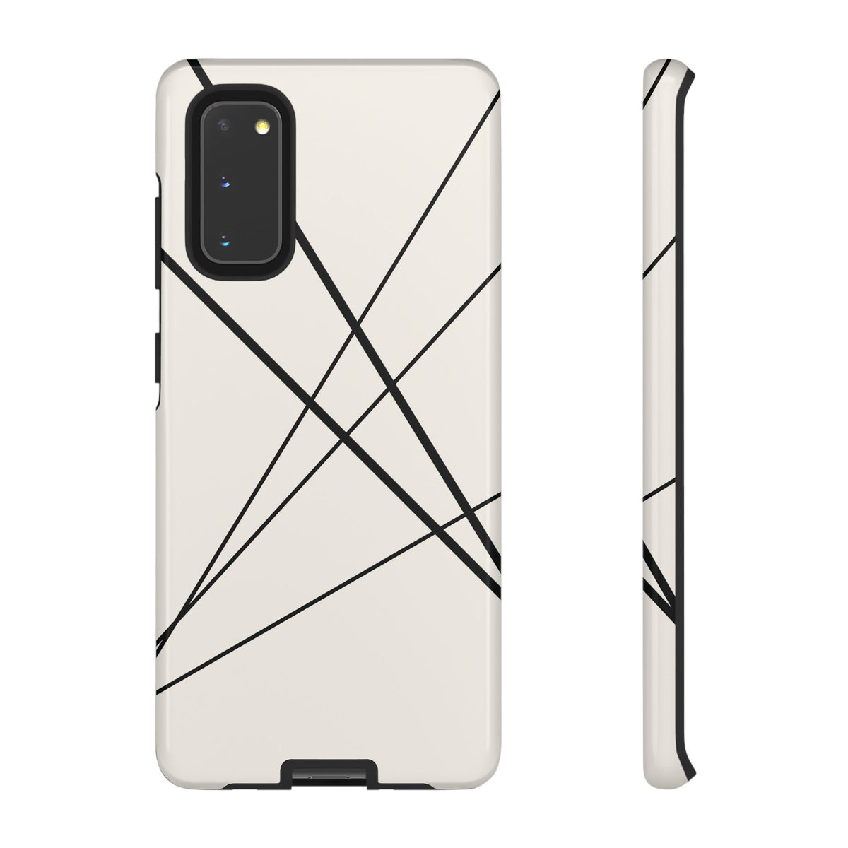 Abstract White with Black Lines Phone Case - White Phone Case - Samsung Galaxy S20 / Glossy