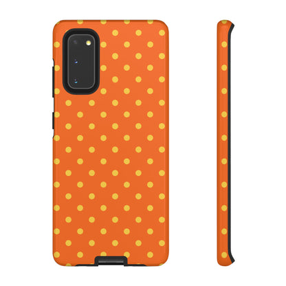 Samsung Galaxy S20 / Glossy Phone Case - Trendy Orange & Yellow Dot Pattern Phone Case