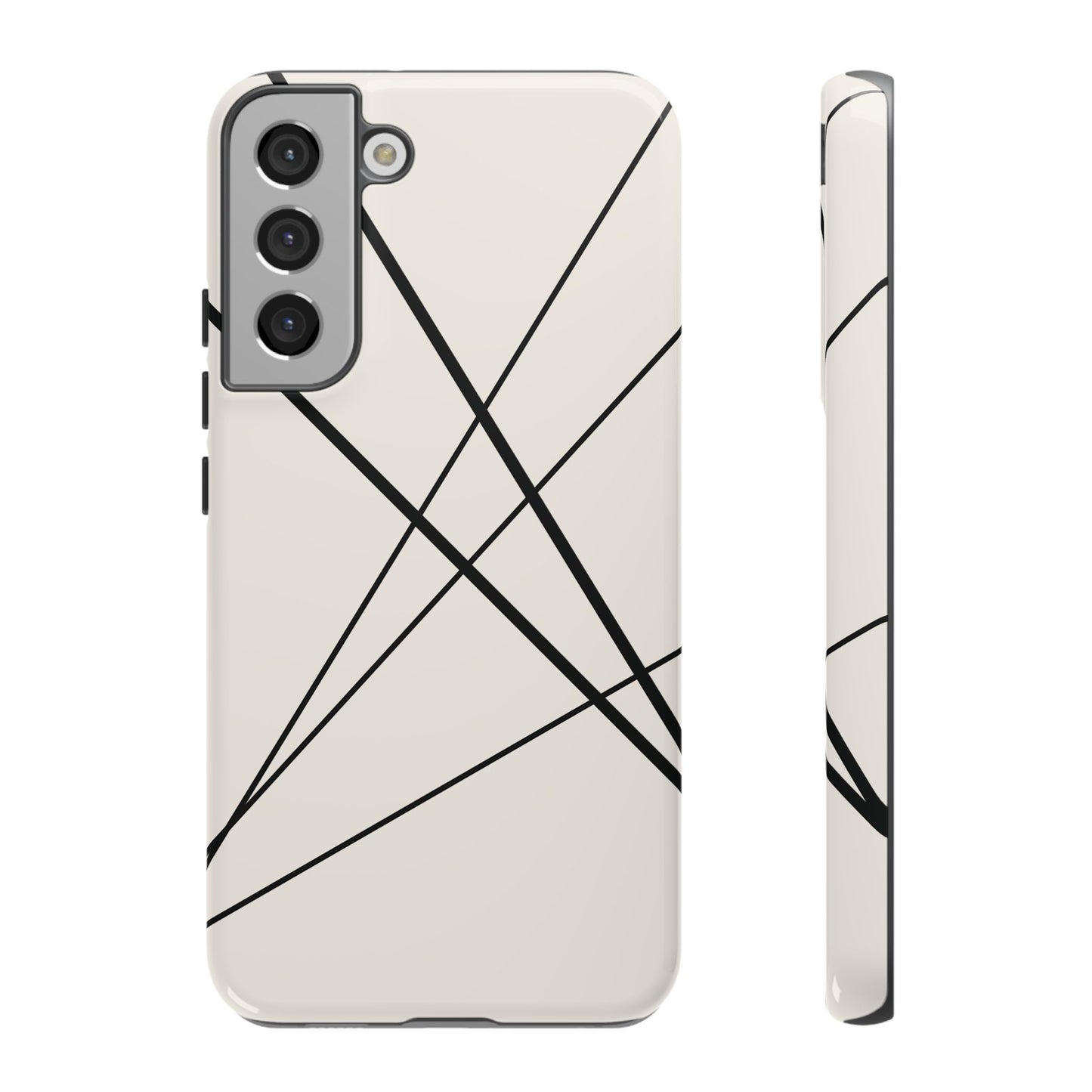 Samsung Galaxy S22 Plus / Glossy Phone Case - Abstract White with Black Lines Phone Case