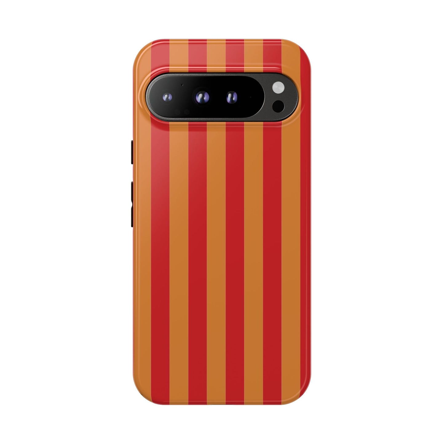 Google Pixel 9 Pro XL / Glossy Phone Case - ’Orange & Red Stripe Pattern’ Phone Case