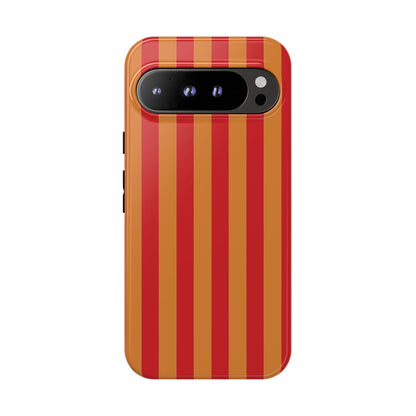 Google Pixel 9 Pro XL / Glossy Phone Case - ’Orange & Red Stripe Pattern’ Phone Case