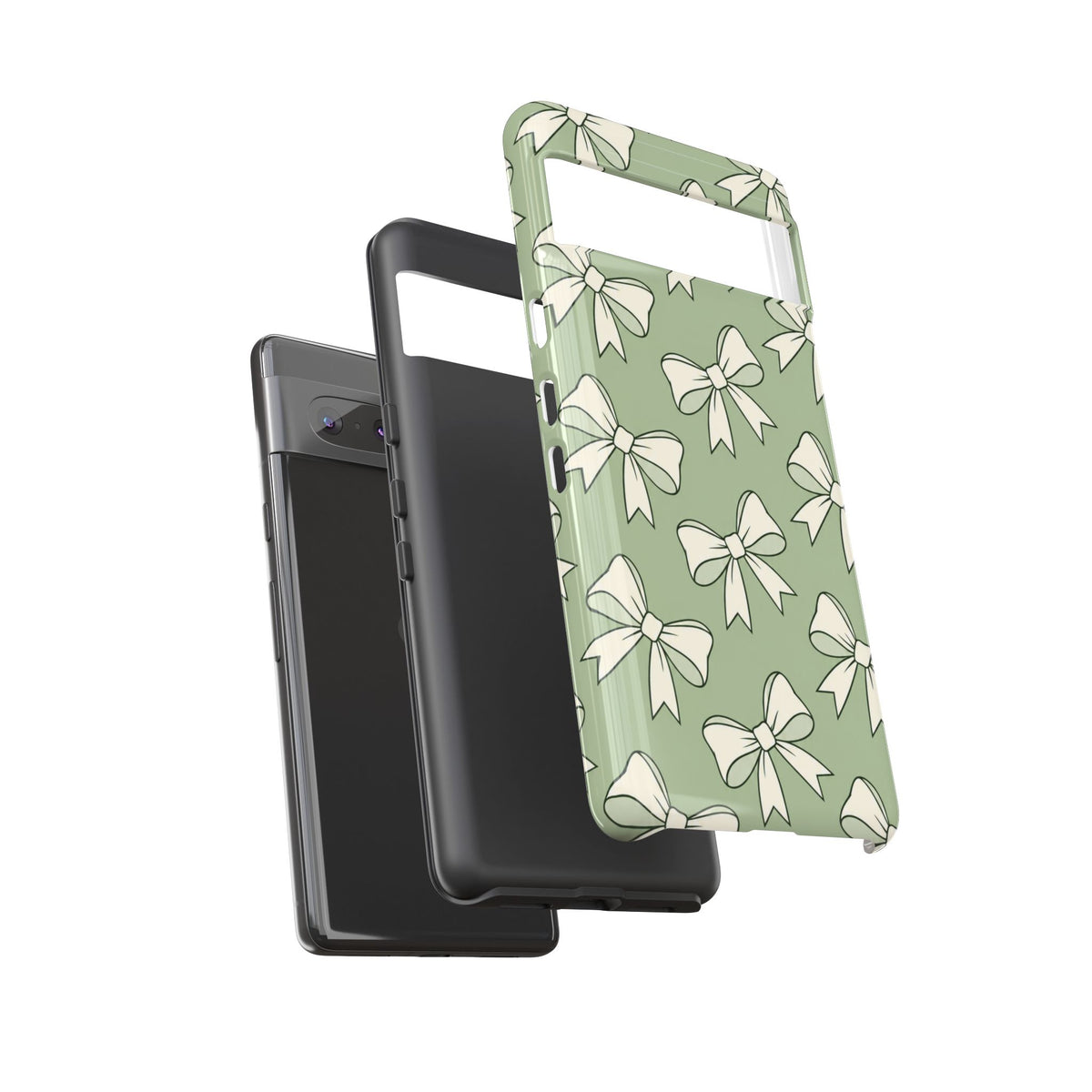 Chic Sage Green Bow Pattern Phone Case