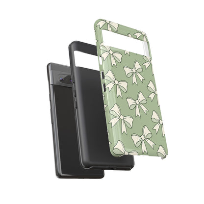 Chic Sage Green Bow Pattern Phone Case