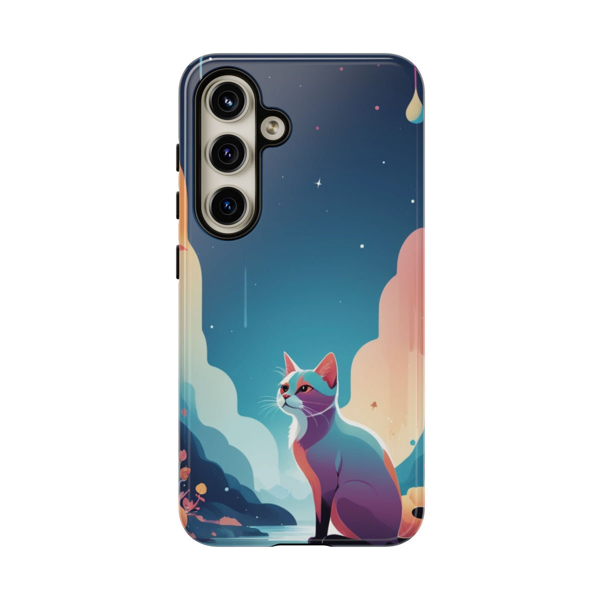 Stylised Cat Design Phone Case - Multicolor Phone Case - Samsung Galaxy S24 / Glossy