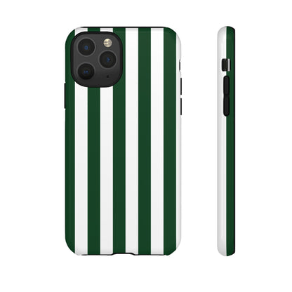 iPhone 11 Pro / Glossy Phone Case - Simple Dark Green & White Stripe Pattern Phone Case