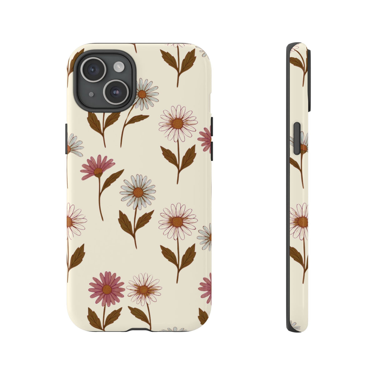 Pretty Cream & Rose Daisy Pattern Phone Case