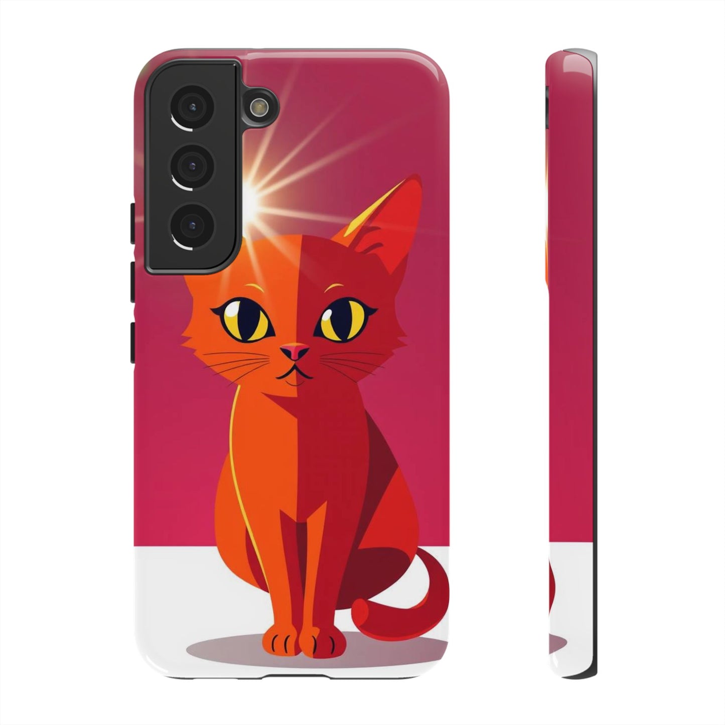Samsung Galaxy S22 / Glossy Phone Case - Flashing Cat Design Phone Case