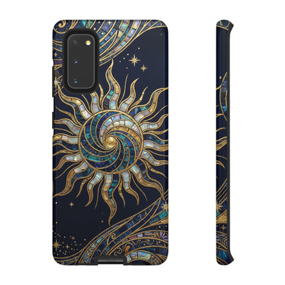 Elegant Navy & Gold Solar Spiral Phone Case